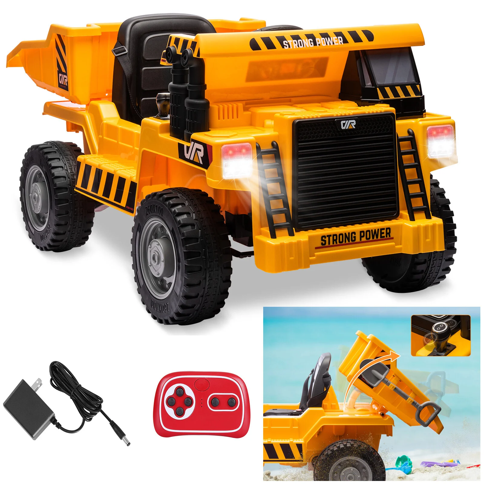 12V Electric Ride-On Dump Truck with Remote Control and Music for Kids - Image 10
