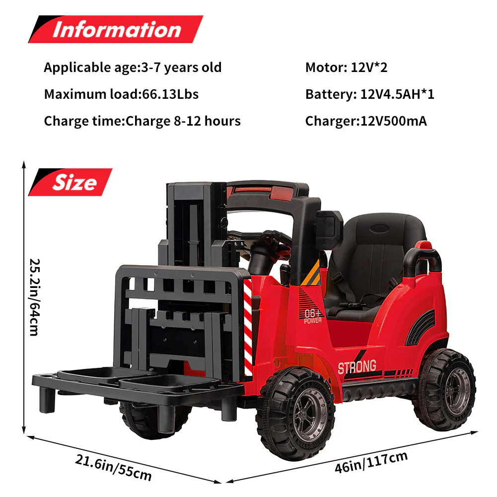 12V Electric Ride-On Forklift Construction Car with Remote Control - Image 12
