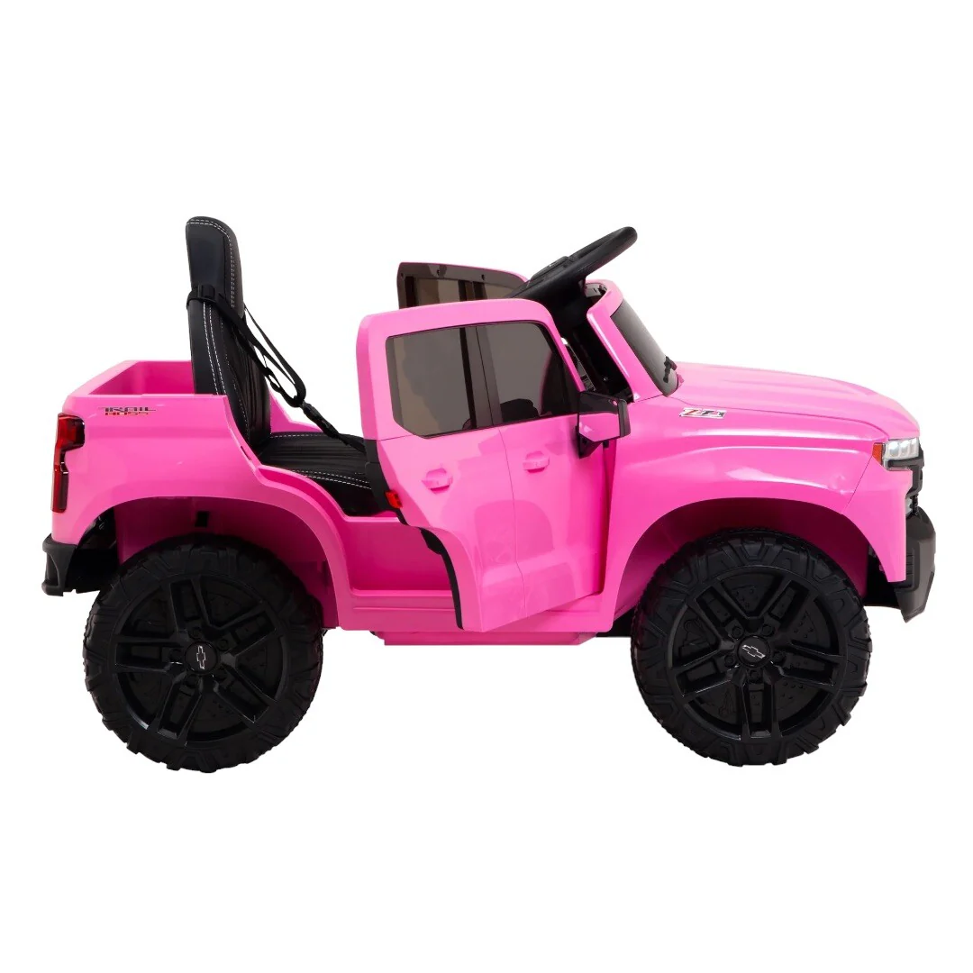 12V Pink Battery-Powered Ride-On Truck Licensed Chevrolet Silverado for Kids - Image 5