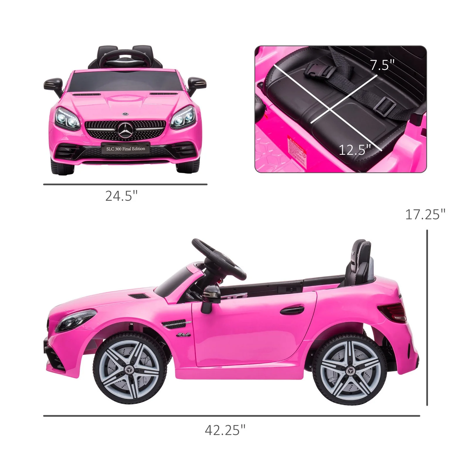 12V Pink Ride-On Toy Car for Kids with Remote Control - Image 2