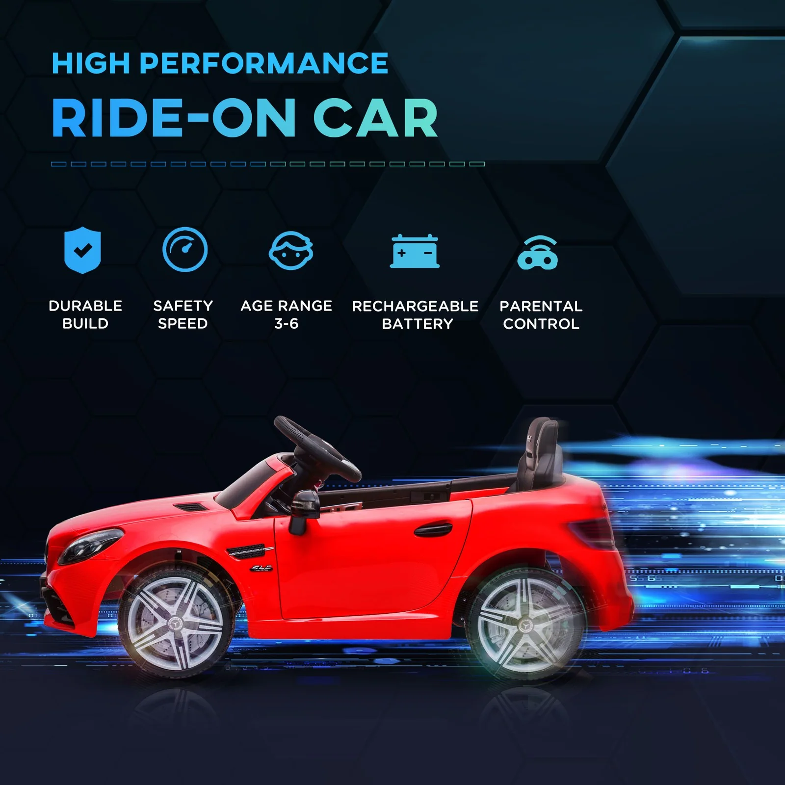 12V Red Ride-On Toy Car for Kids with Remote Control - Image 5