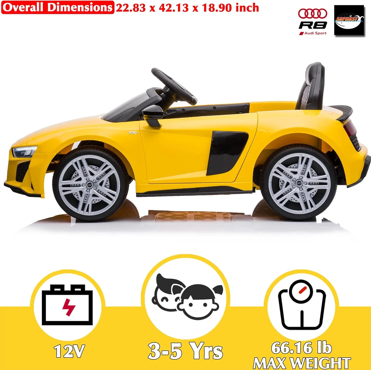 12V Remote Control Ride-On Car Toy for Toddlers and Kids Licensed Audi - Image 3
