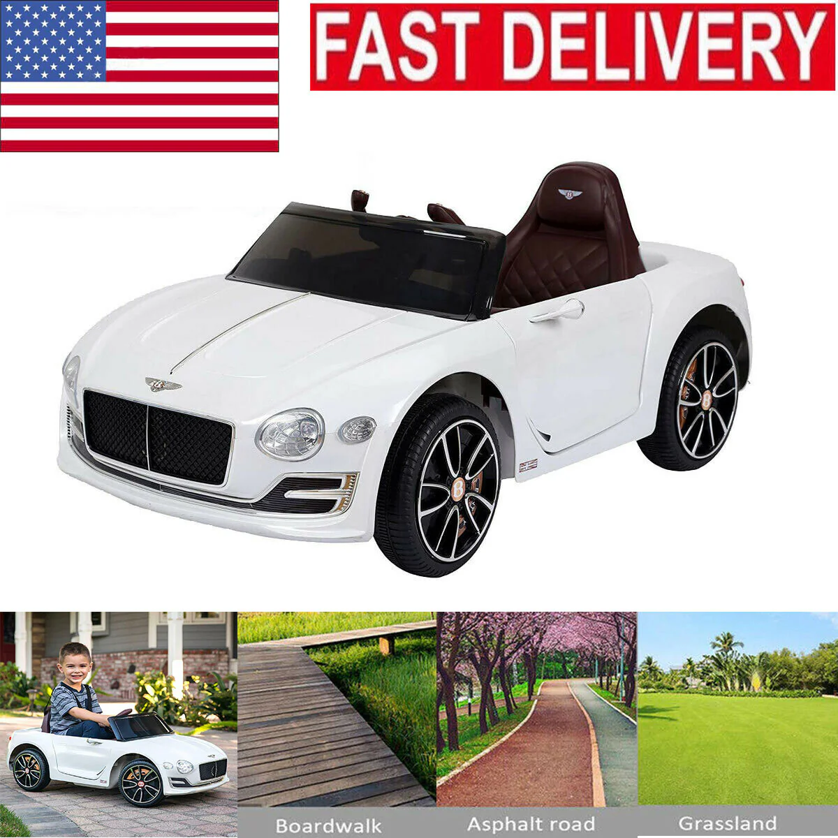 12V Kids Electric Ride-On Car with Remote Control, LED Lights, and MP3 Player, Bentley EXP12 Style - Image 22