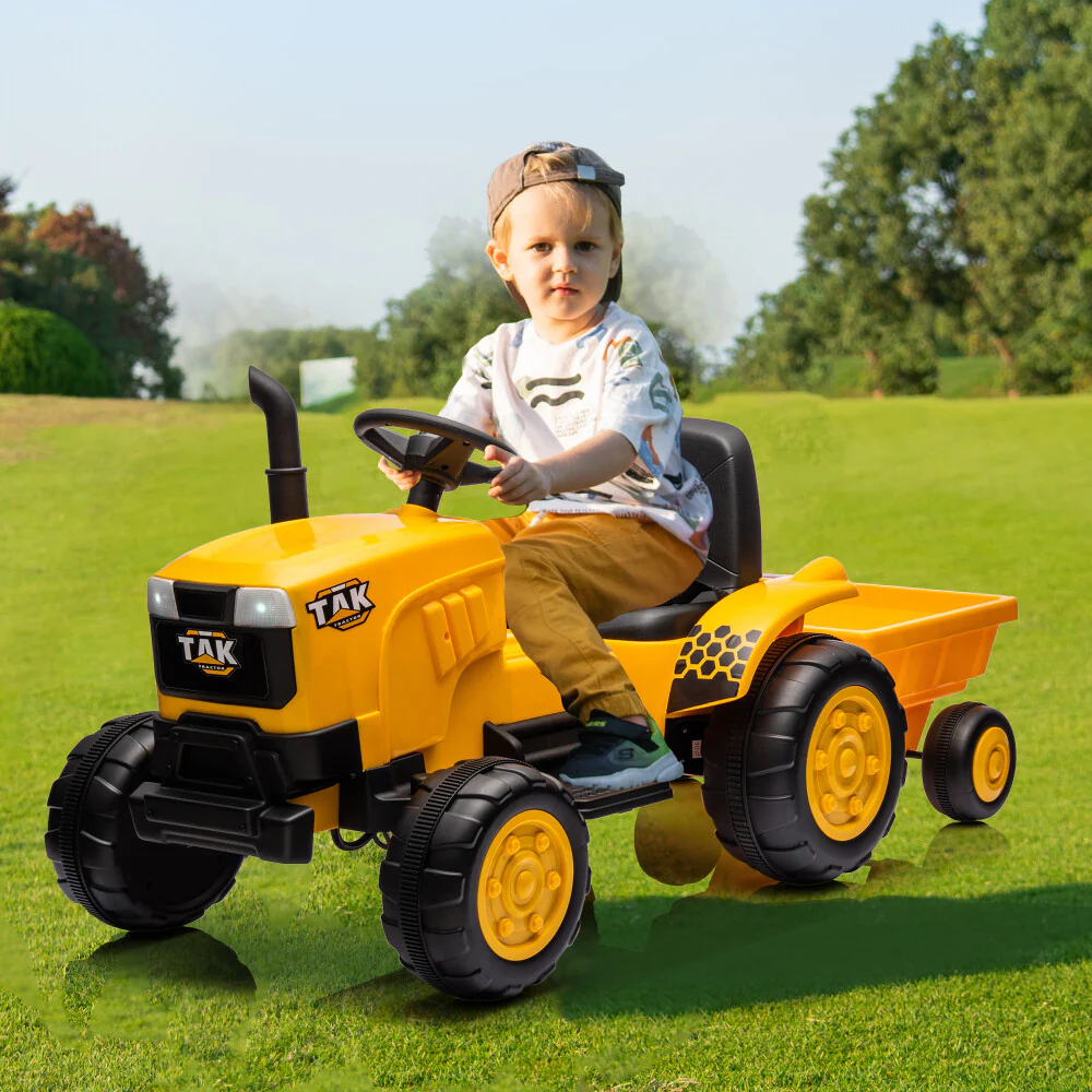 12V Battery-Powered Motorized Ride-On Tractor with Detachable Trailer for Kids Ages 3-6 - Image 2