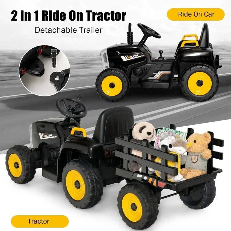 12V Ride-On Tractor for Kids with 3 Gear-Shift Ground Loader - Perfect Toddler Toy Gift - Image 9