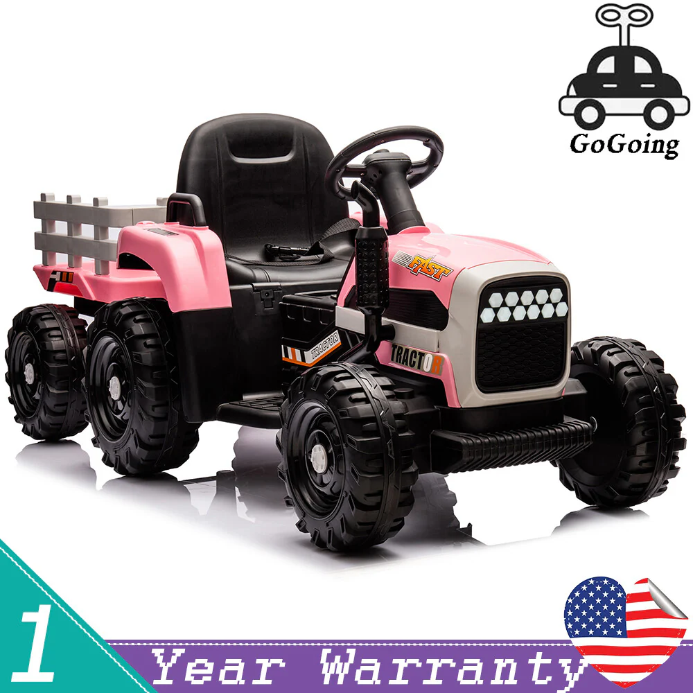 12V Ride-On Tractor with Remote Control and Bluetooth, 3-Speed Kids Toy for Ages 3-6
