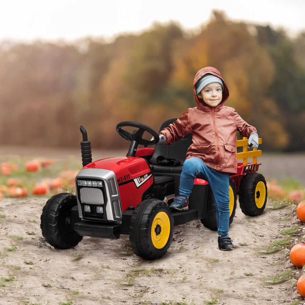 12V Electric Ride-On Tractor with Trailer, 25W Dual Motors and Remote Control - Image 7