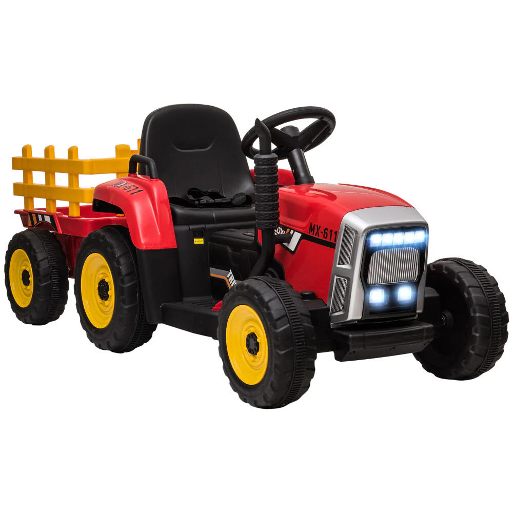 12V Electric Ride-On Tractor with Trailer, 25W Dual Motors and Remote Control - Image 9
