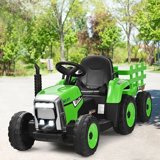 12V Ride-On Tractor with 3-Gear Shift and Ground Loader for Kids Ages 3+ Green - Image 3