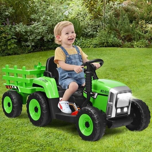 12V Ride-On Tractor with 3-Gear Shift and Ground Loader for Kids Ages 3+ Green - Image 4