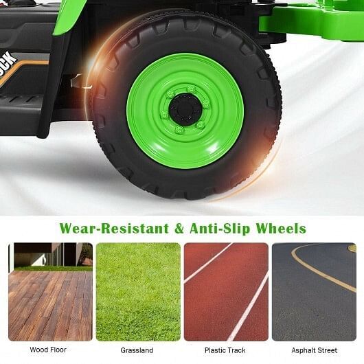12V Ride-On Tractor with 3-Gear Shift and Ground Loader for Kids Ages 3+ Green - Image 5