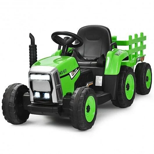 12V Ride-On Tractor with 3-Gear Shift and Ground Loader for Kids Ages 3+ Green - Image 7