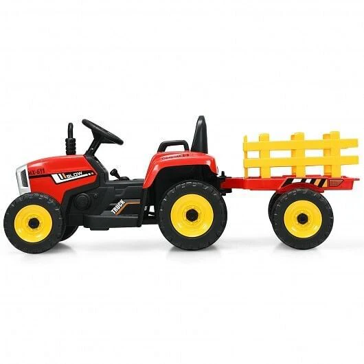 12V Ride-On Tractor with 3-Gear Shift and Ground Loader for Kids 3+ Years Red - Image 6