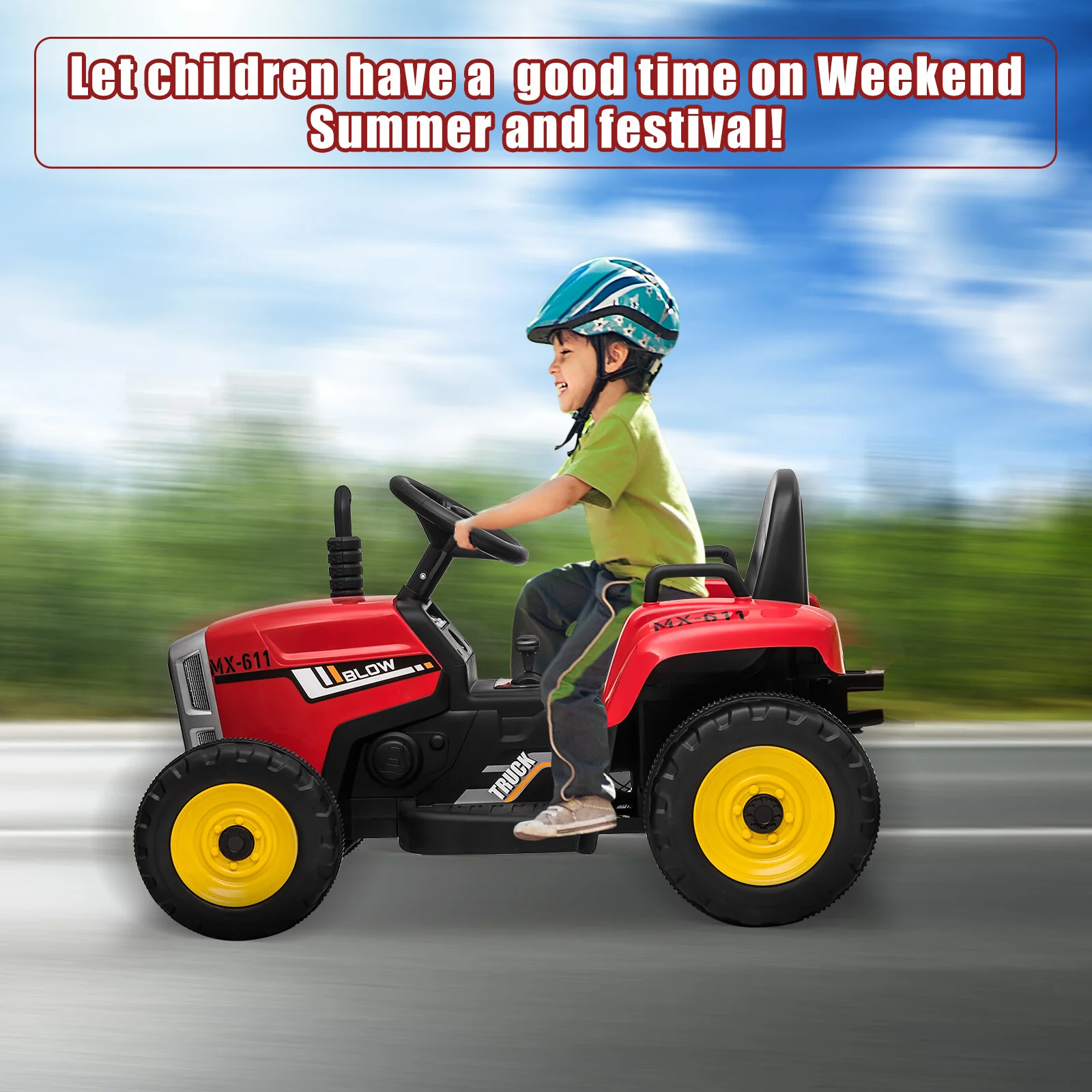 12V Ride-On Tractor with Detachable Trailer Remote Control LED Lights Kids Truck Toy Car - Image 13