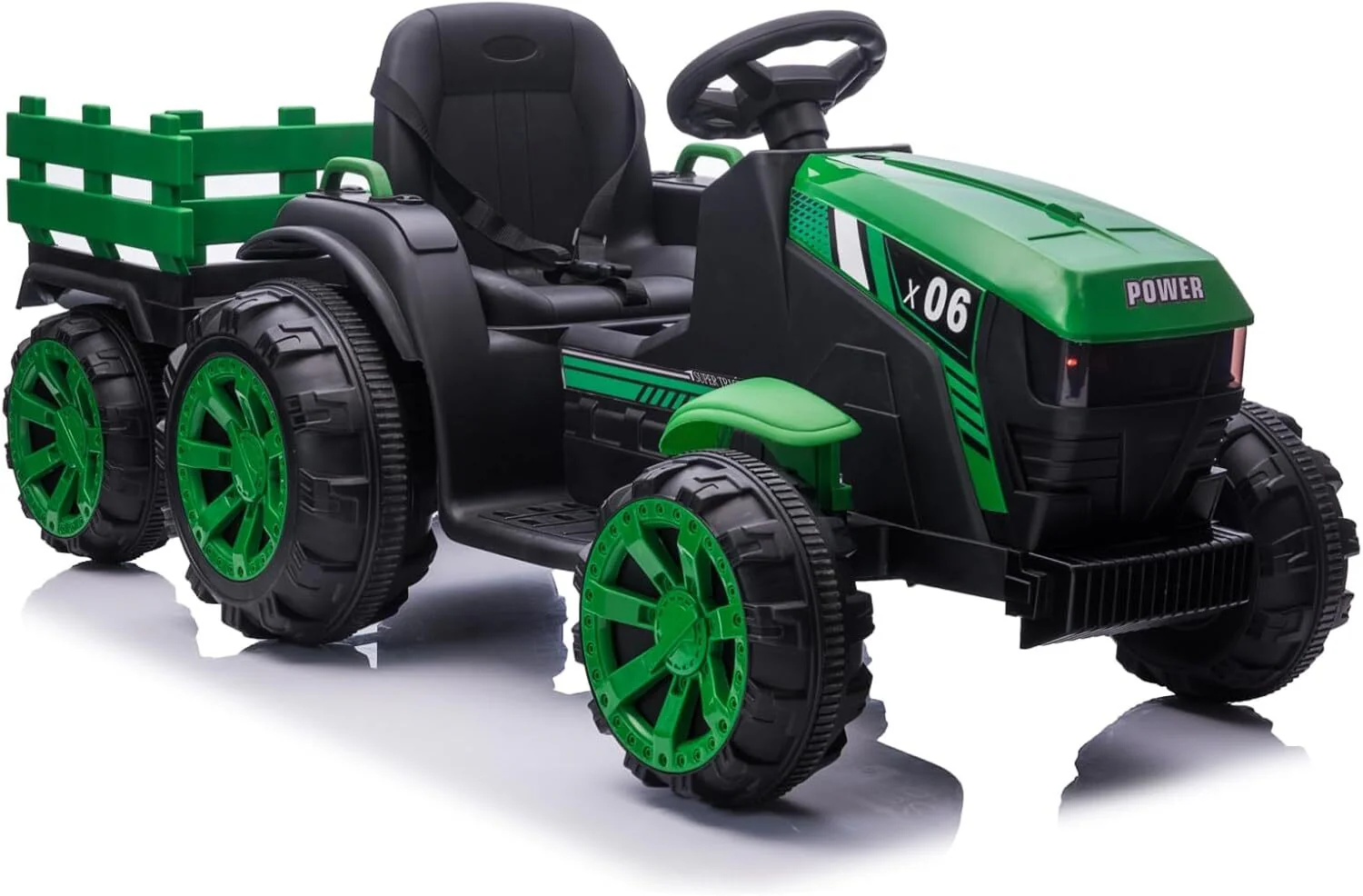 12V Battery-Powered Electric Ride-On Tractor with Trailer for Kids - Image 8