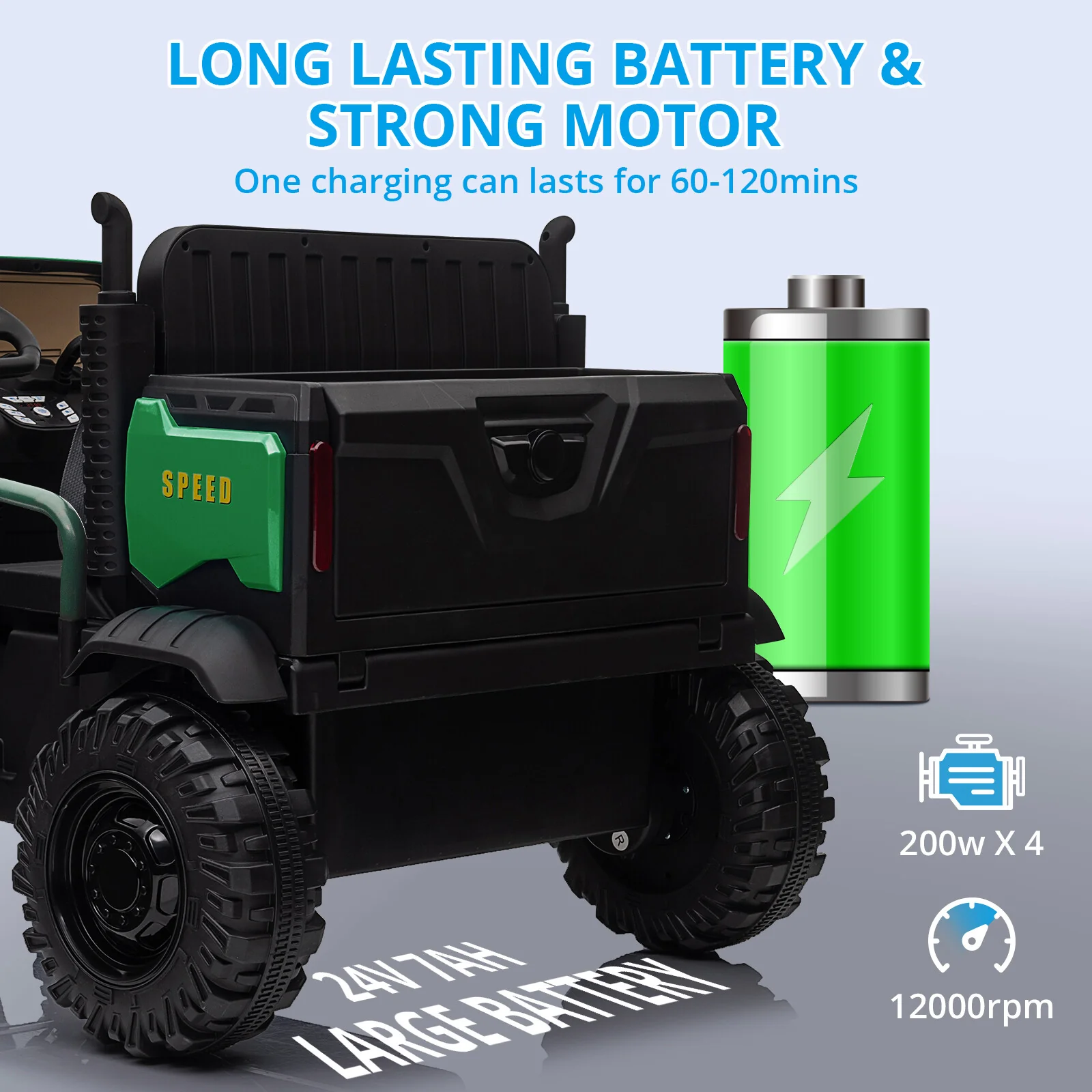 12V Battery-Powered Electric Ride-On Truck for Kids with Remote Control - Image 5