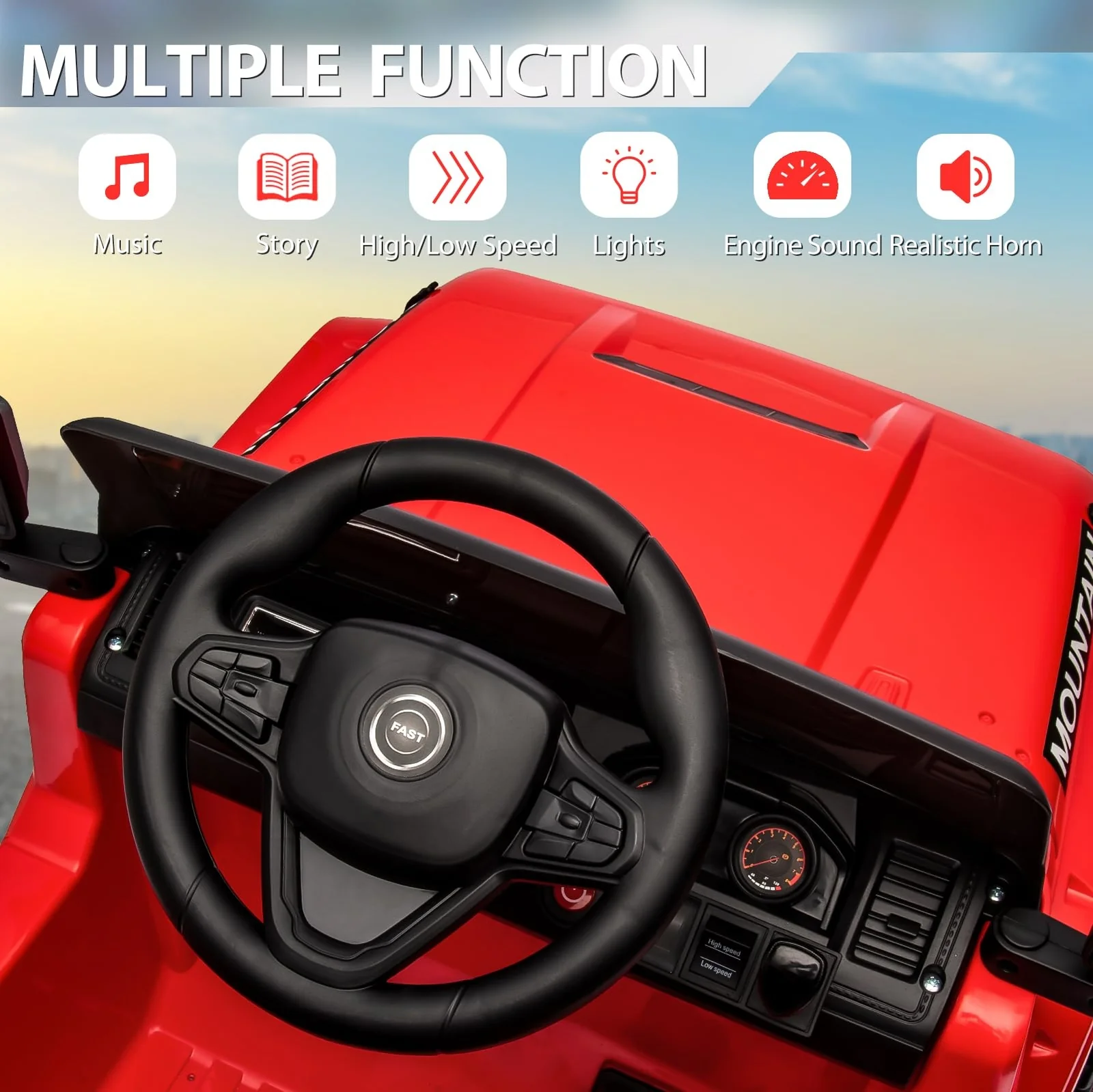 12V Electric Ride-On 4-Wheeler Truck Car for Kids with Music and 3 Speed Settings - Image 5