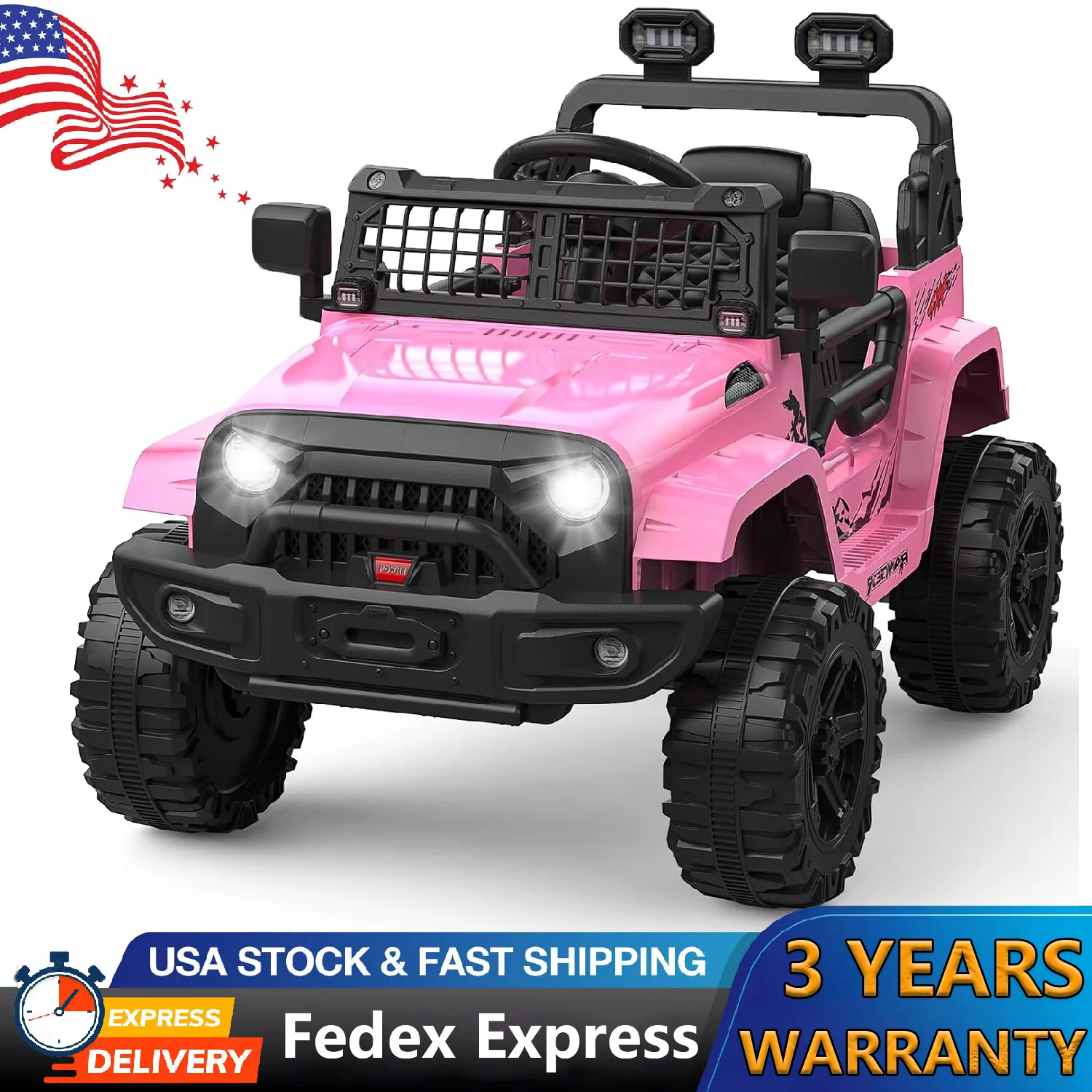 12V Electric Ride-On Truck for Kids with AUX Port, LED Lights, and 2 Speed Settings - Image 10