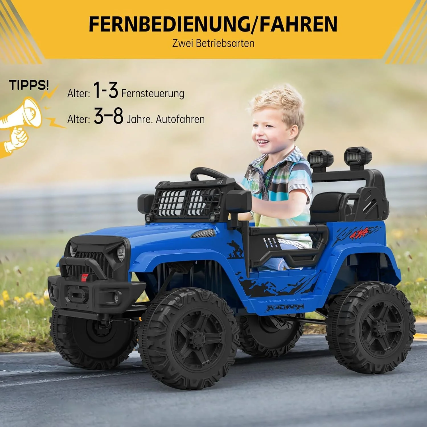 12V Electric Ride-On Truck for Kids with AUX Port, LED Lights, and 2 Speed Settings - Image 13