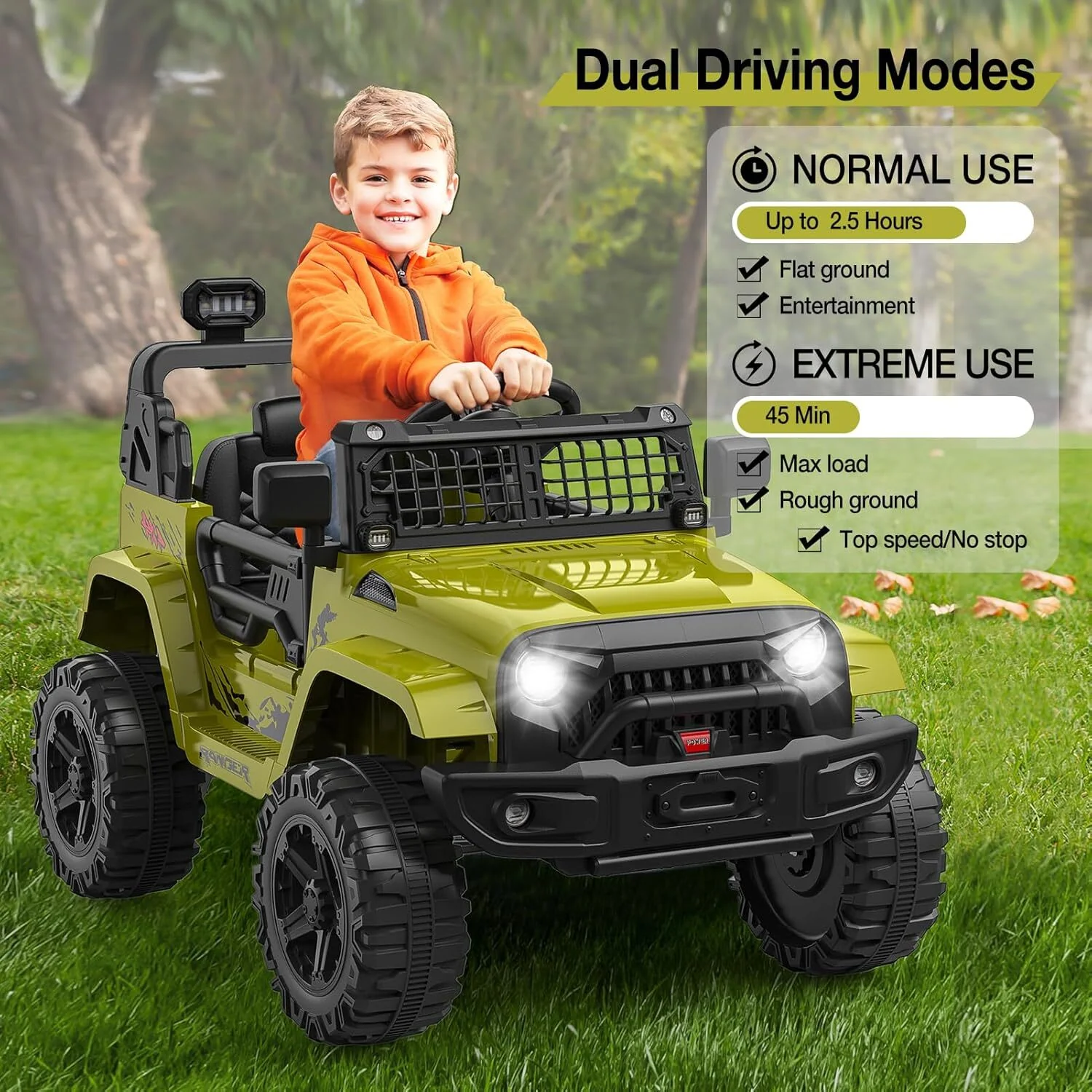 12V Electric Ride-On Truck for Kids with AUX Port, LED Lights, and 2 Speed Settings - Image 19