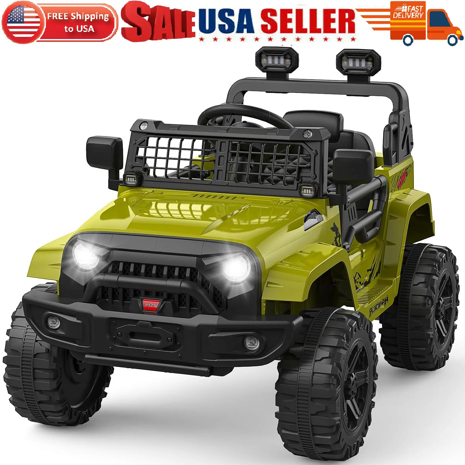 12V Electric Ride-On Truck for Kids with AUX Port, LED Lights, and 2 Speed Settings - Image 23
