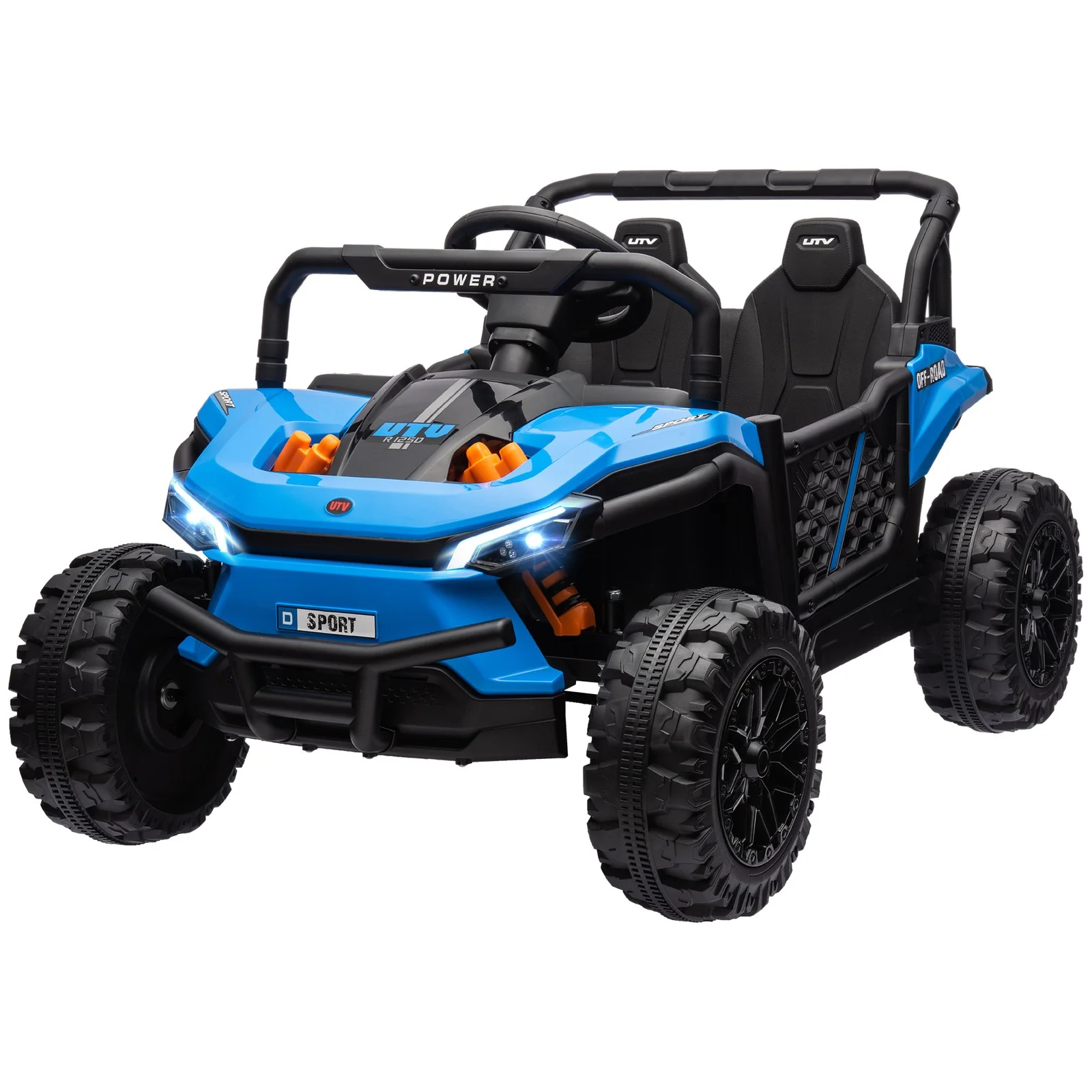 12V Ride-On UTV Truck Toy with 4-Wheel Suspension and Remote Control in Blue - Image 4