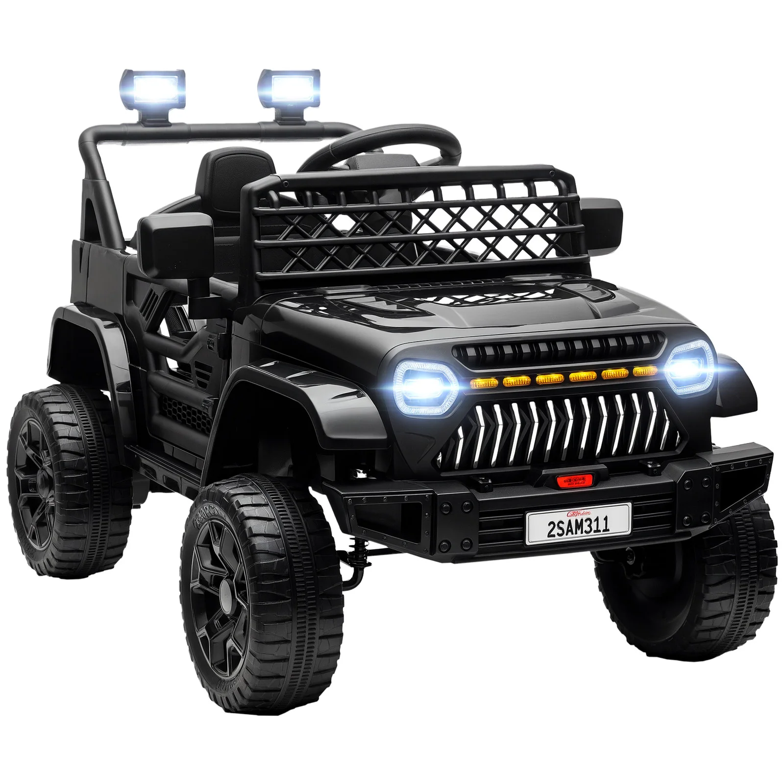 12V Ride-On Truck with Spring Suspension and Remote Control in Black - Image 12