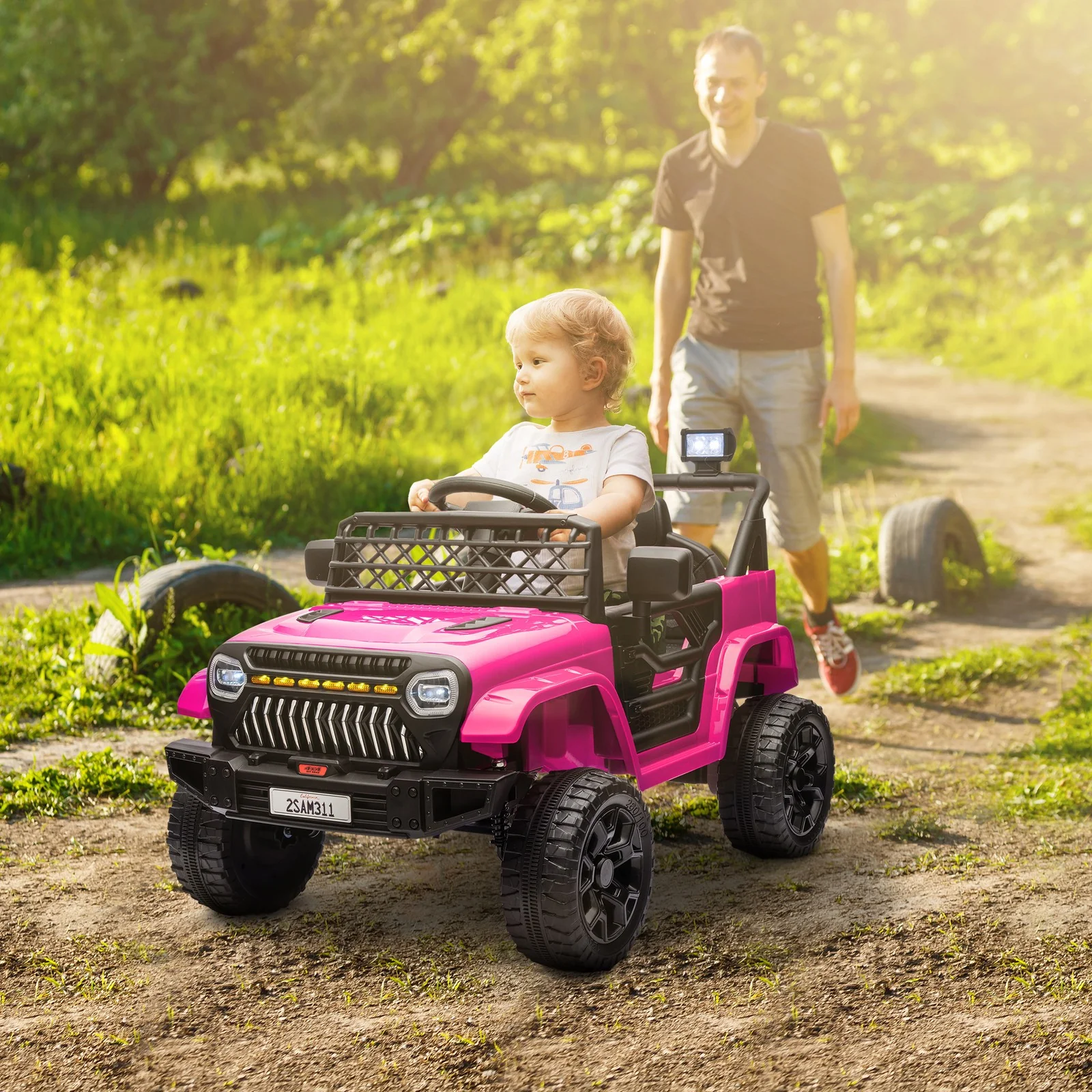 12V Pink Ride-On Truck with Spring Suspension and Remote Control - Image 12
