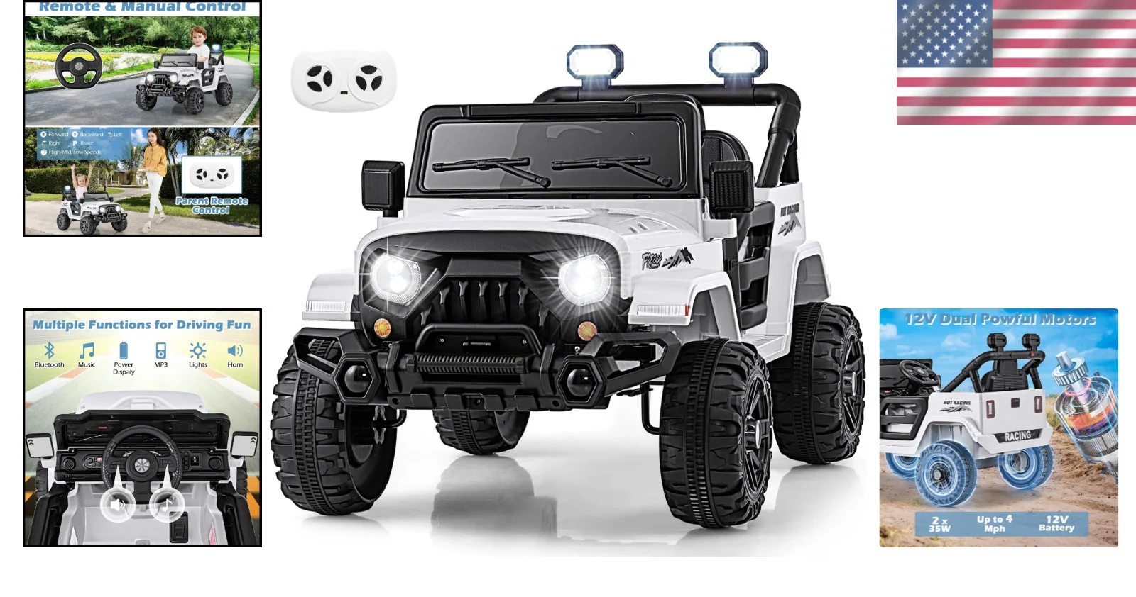 12V Remote-Controlled Bluetooth Ride-On Truck - Image 2