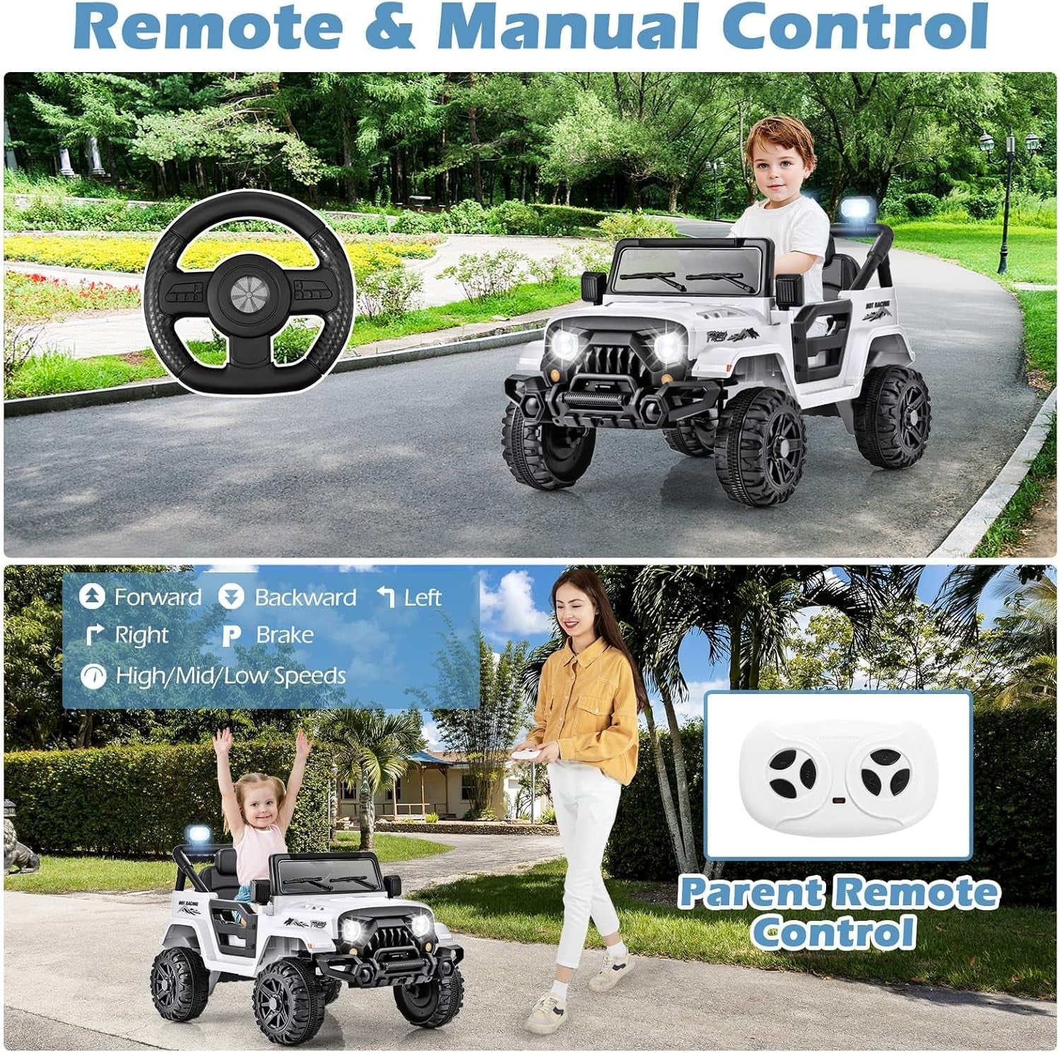 12V Remote-Controlled Bluetooth Ride-On Truck - Image 5
