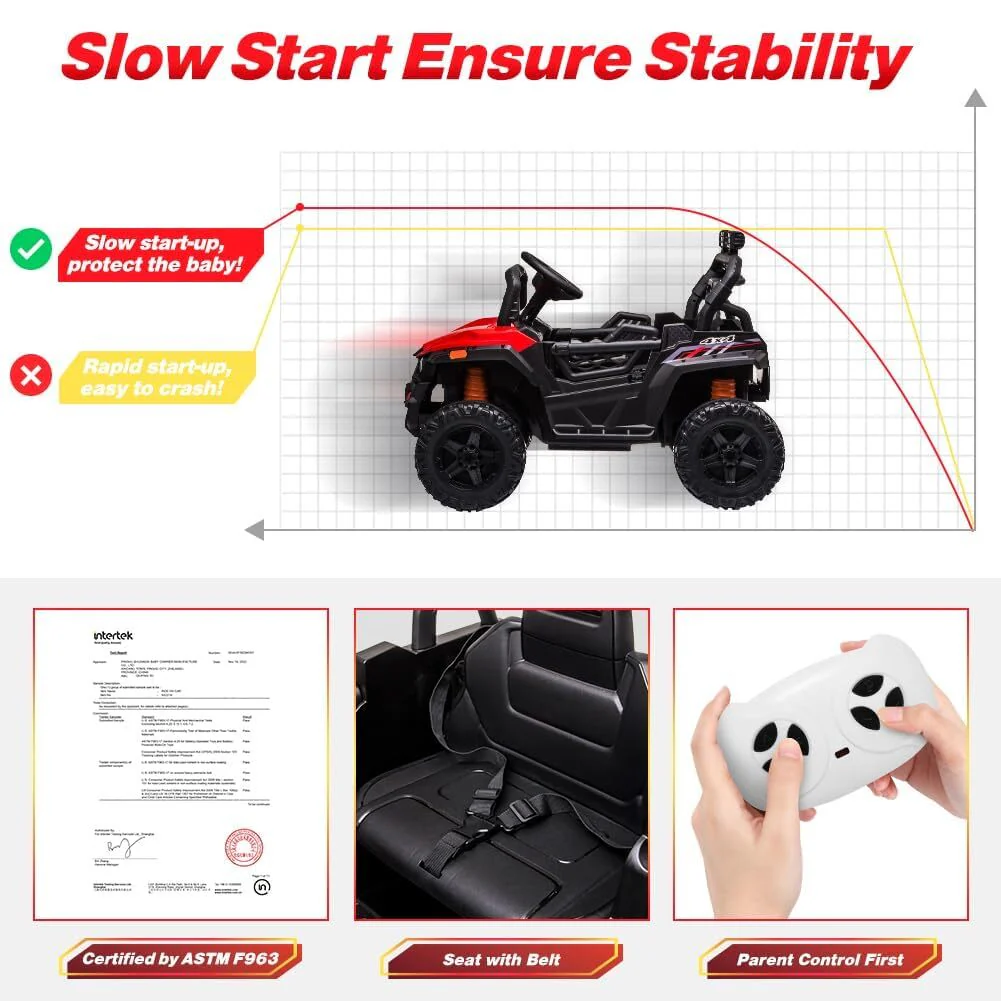 12V Ride-On UTV Truck for Kids with Remote Control, Music, and 390W Dual Motors - Image 11
