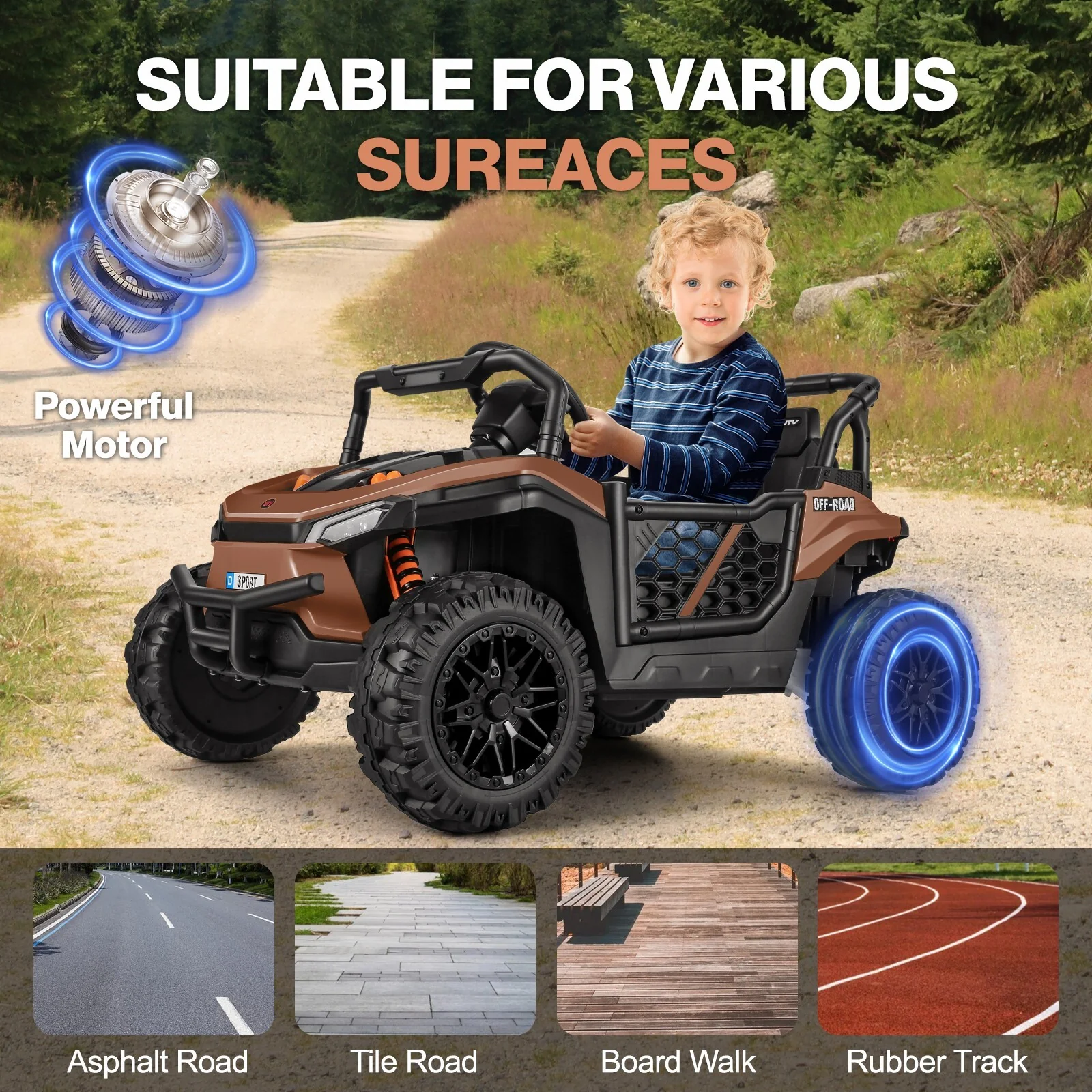 12V Electric Kids Off-Road Ride-On UTV with Remote Control and Spring Suspension - Image 5