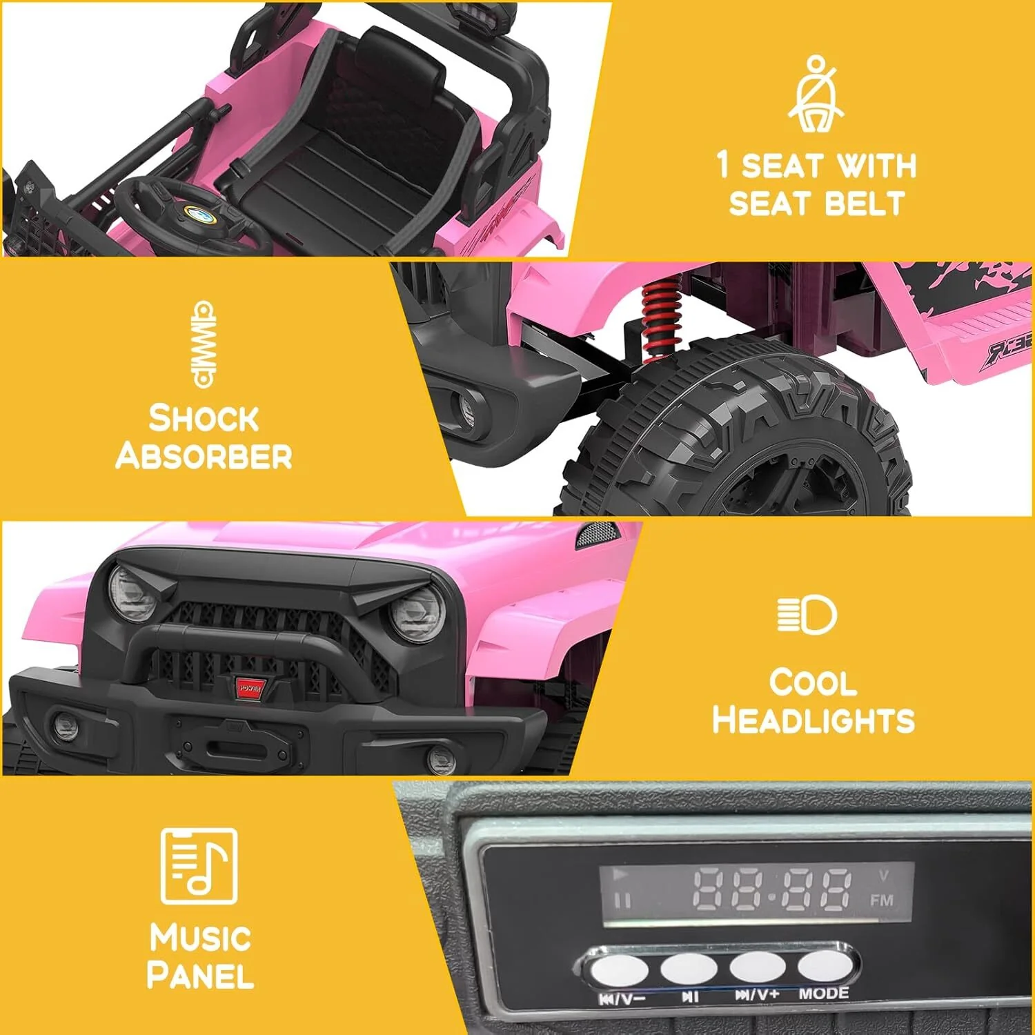 12V Electric Ride-On Truck and Car for Kids with Remote Control and LED Lights - Image 3