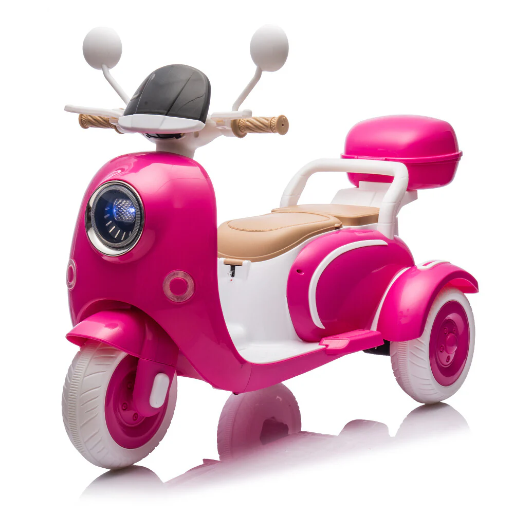 12V Red Rose Three-Wheel Electric Motorcycle with Flip Backseat for Adults - Image 8