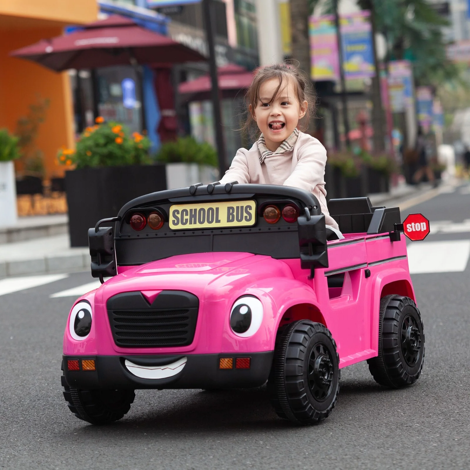12V Kids School Bus Ride-On Toy with 1 Seat, Remote Control, LED Lights, and Power Display - Image 13
