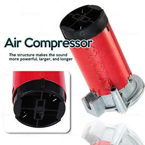 12V Single Trumpet Air Horn Silver with Premium Quality Alarm and Relay Included - Image 3