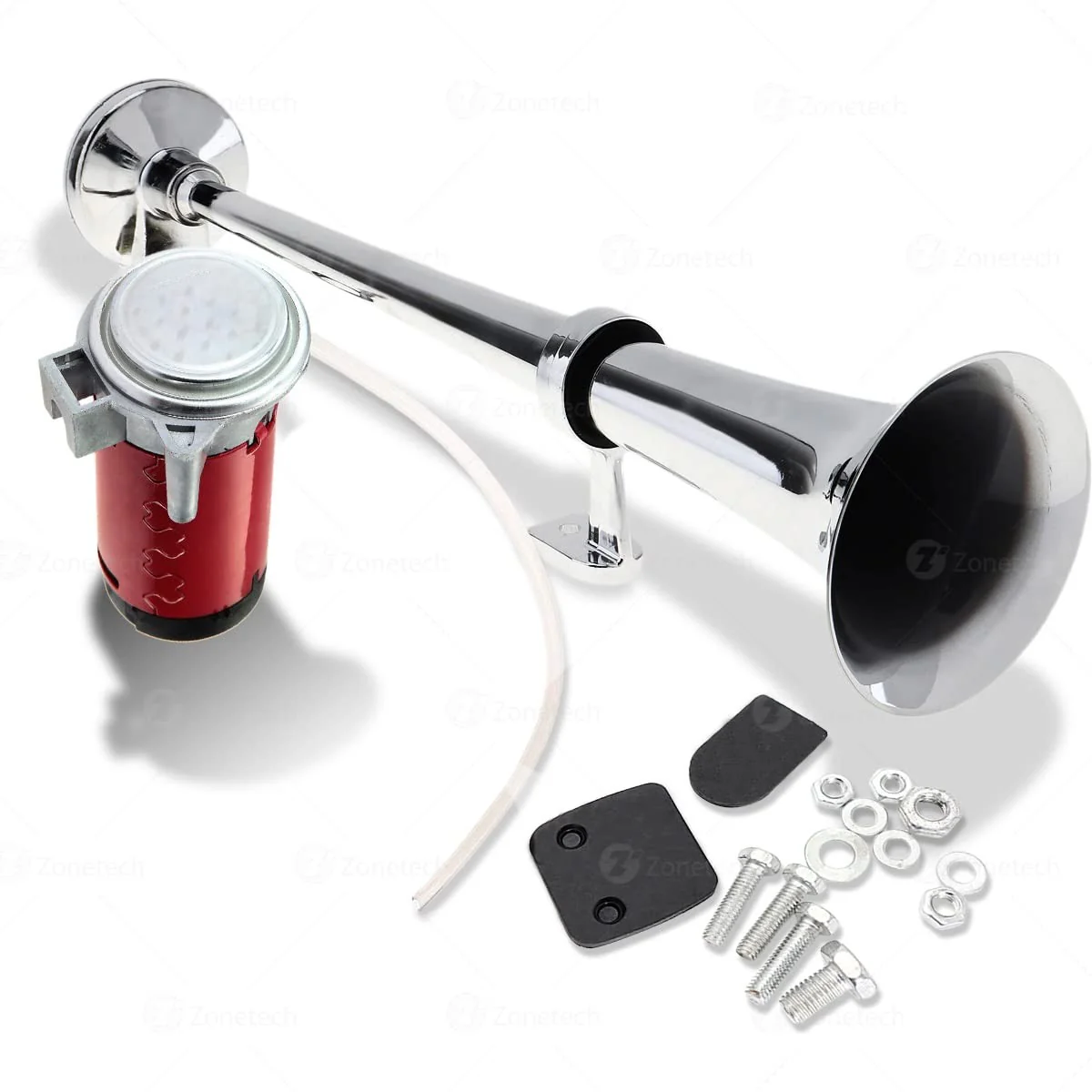 12V Single Trumpet Air Horn with Premium Silver Finish and Alarm Relay Included - Image 10
