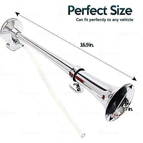 12V Single Trumpet Air Horn with Premium Silver Finish and Alarm Relay Included - Image 4