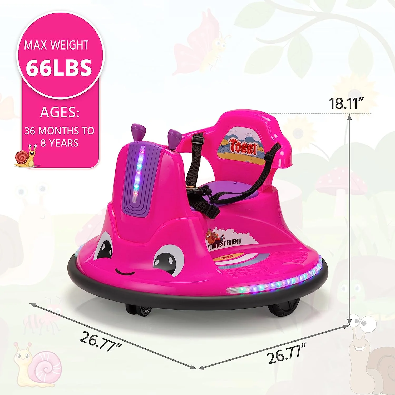 12V Snail Shaped Electric Ride-On Toy for Toddlers with Remote Control - Image 7
