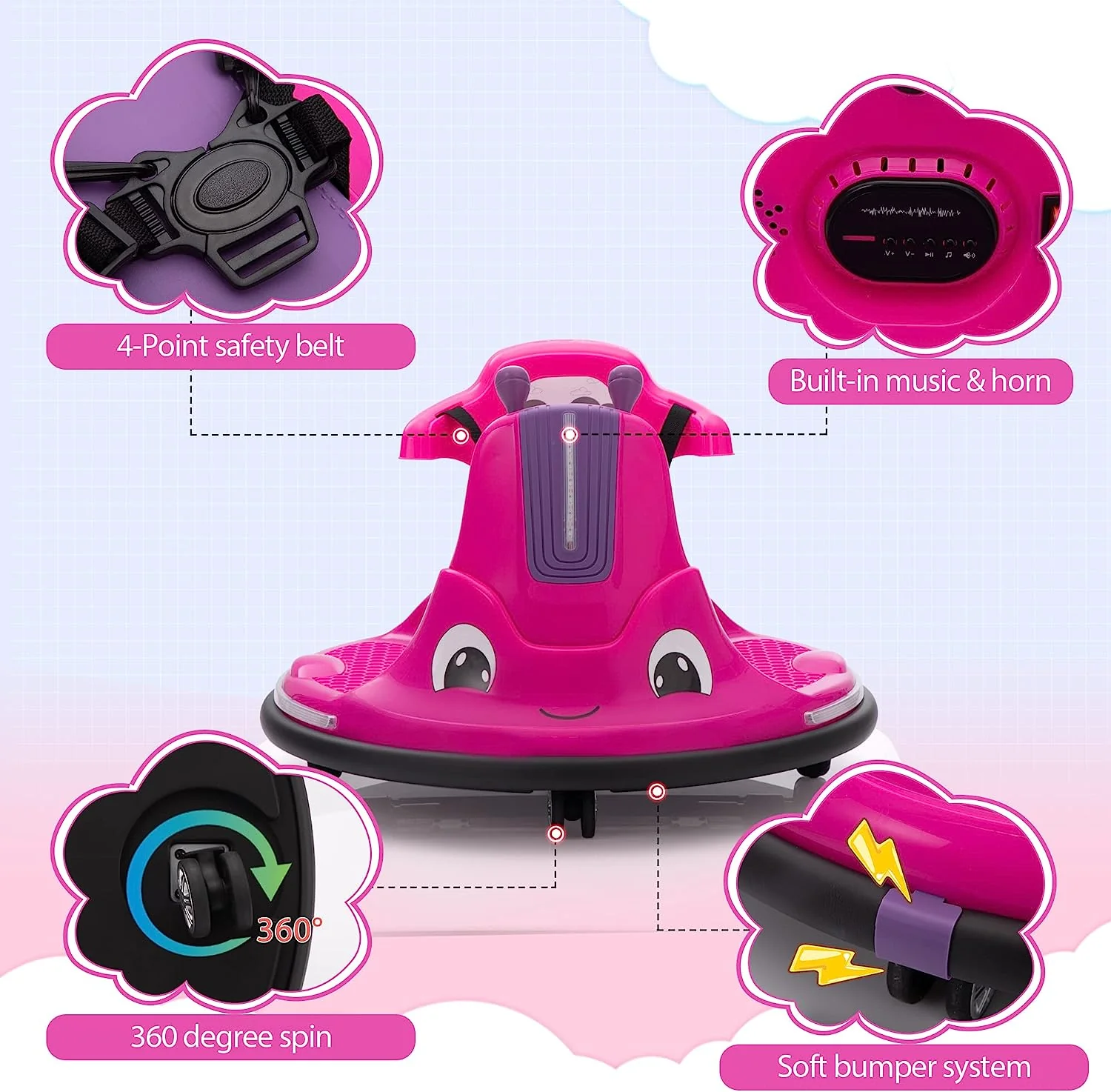 12V Snail Shaped Electric Ride-On Toy for Toddlers with Remote Control - Image 9