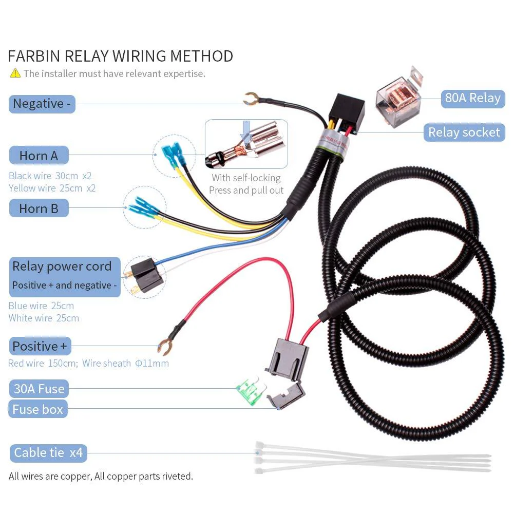 12V Supertone Car and Truck Horn Kit with Wire and Button Black High Low Tone - Image 8