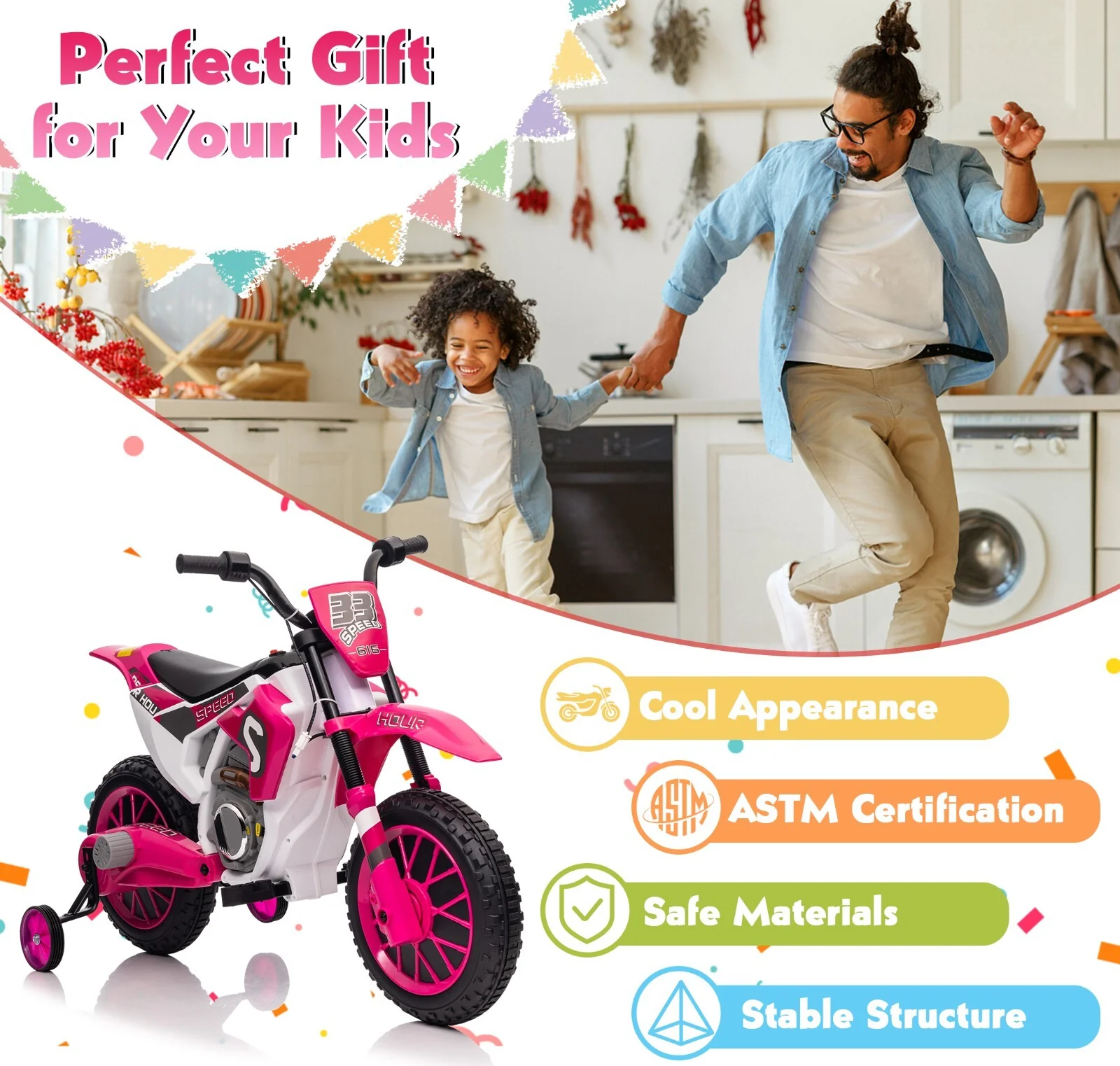12V Electric Battery-Powered Kids Motorcycle Ride-On Toy with 2-Speed Settings - Image 16