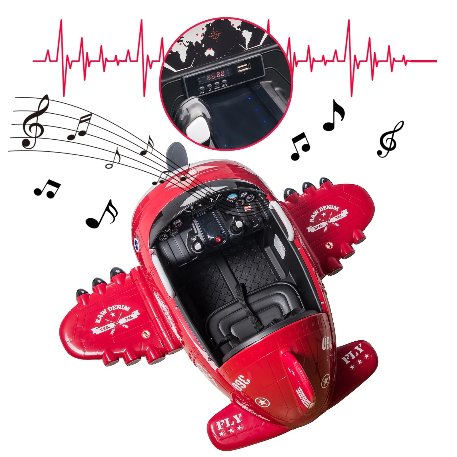 12V Electric Ride-On Airplane with RC and Realistic Sound Effects - Image 11