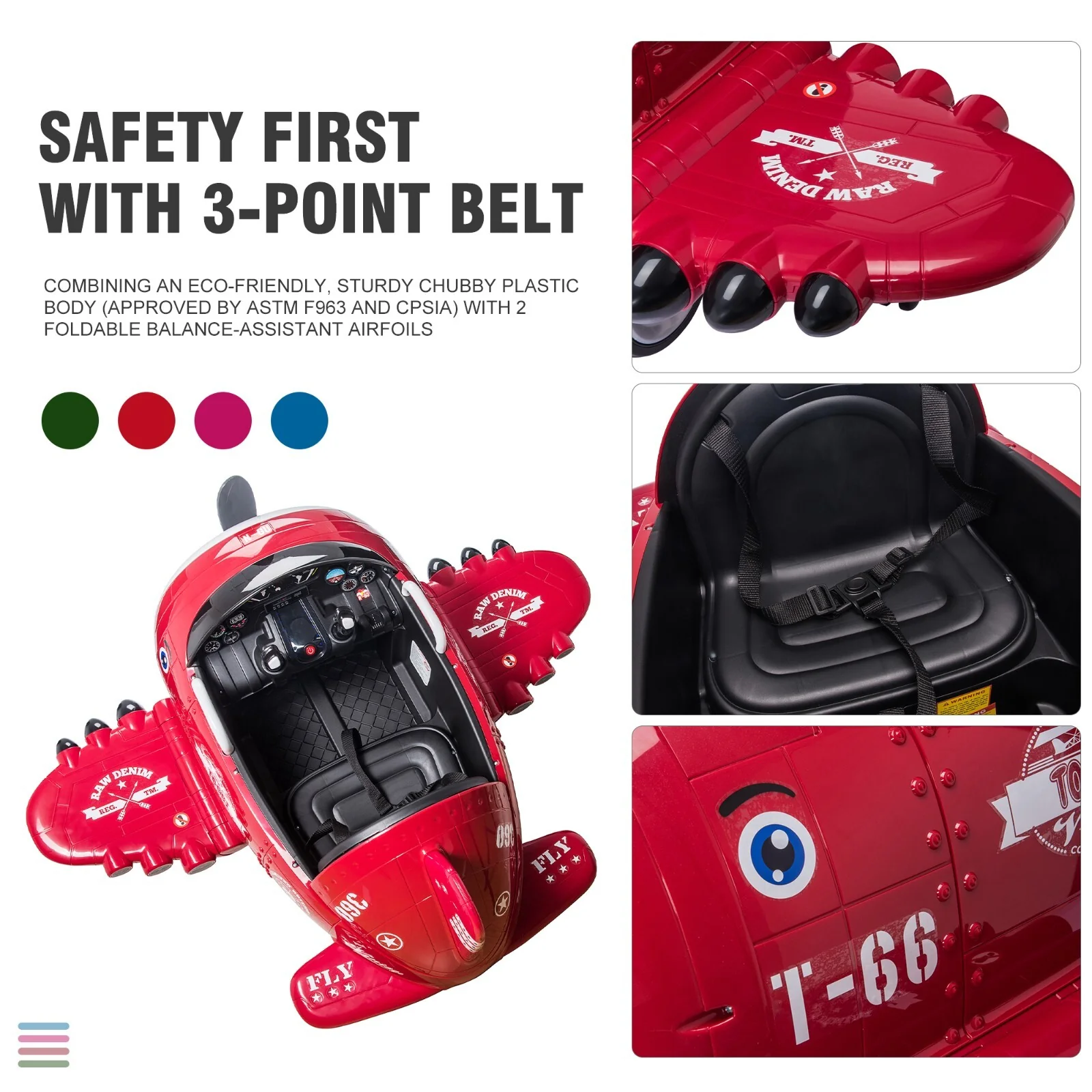 12V Electric Ride-On Airplane with RC and Realistic Sound Effects - Image 19