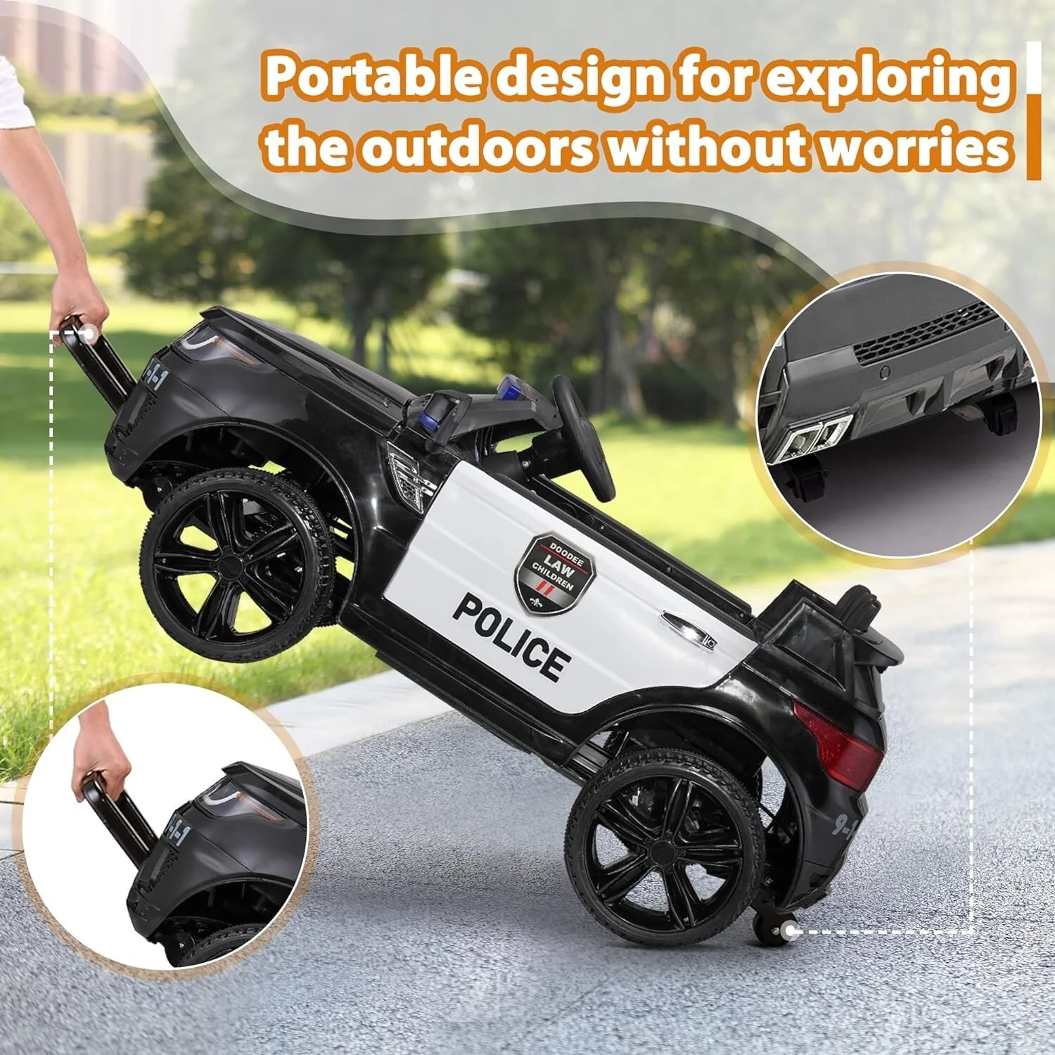 12V Kids Ride-On Police Car with Lights, Sounds, and Remote Control - Image 10