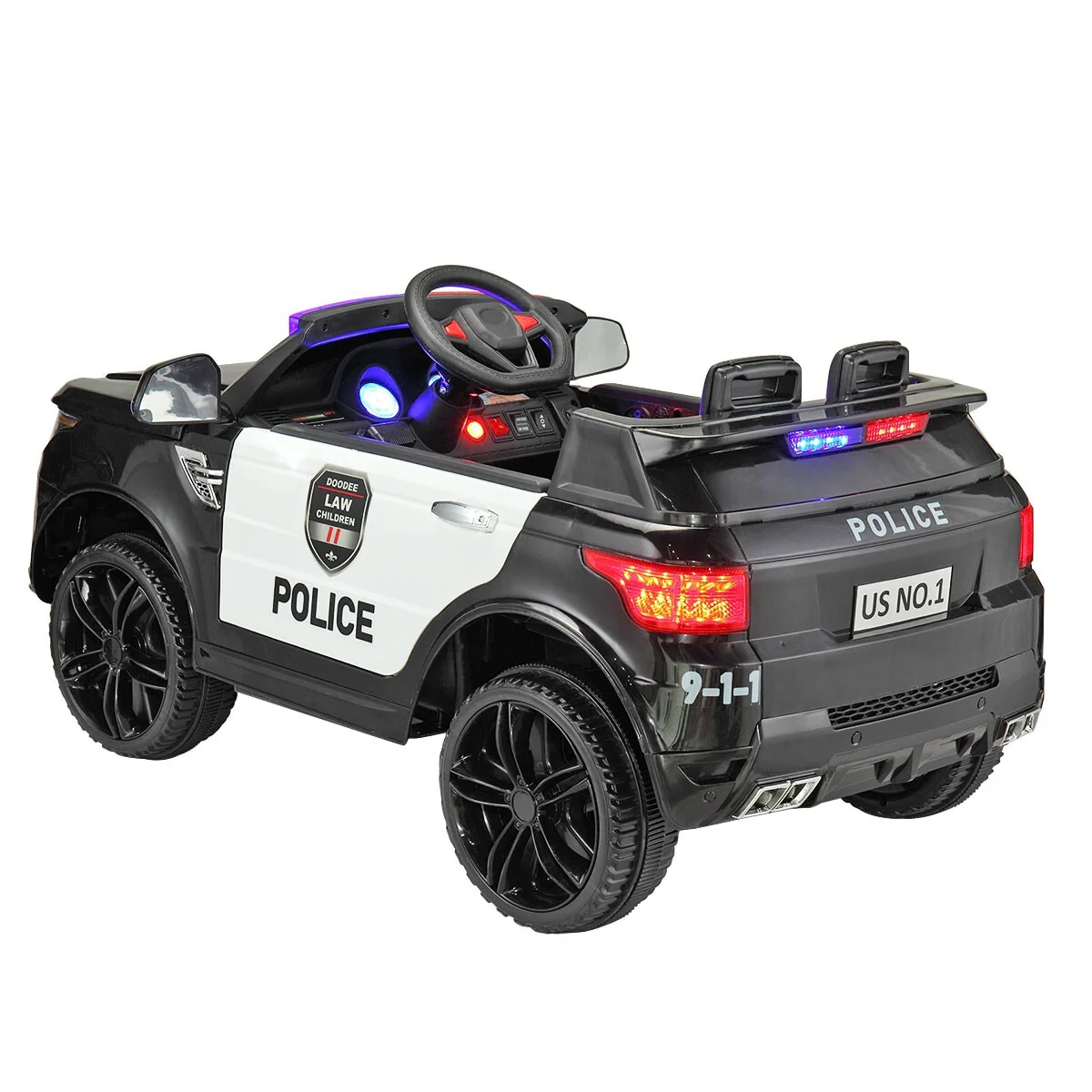 12V Kids Ride-On Police Car with Lights, Sounds, and Remote Control - Image 6