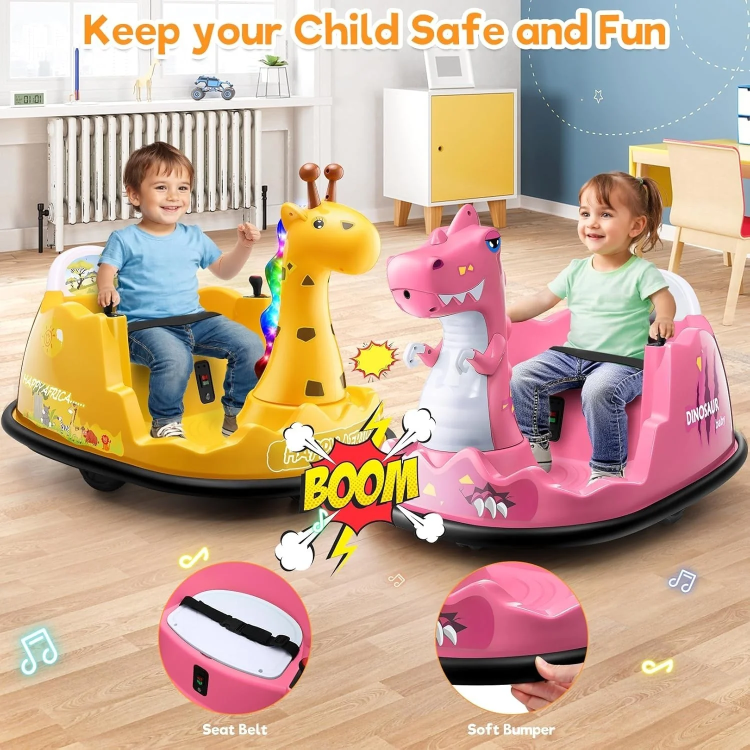 12V Electric Toddler Bumper Car with Parental Remote Control for Ages 18 Months to 6 Years - Image 13