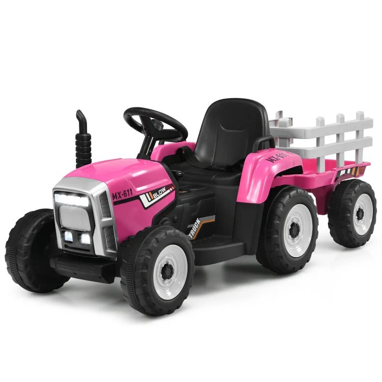 12V Toddler Ride-On Tractor with Large Trailer and 3-Gear Shift Ground Loader Toy for Kids - Image 3