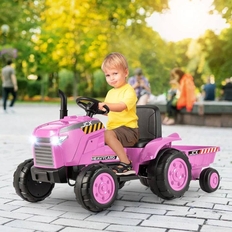 12V Toddler Ride-On Tractor Toy with Remote Control and Detachable Storage Trailer - Image 3