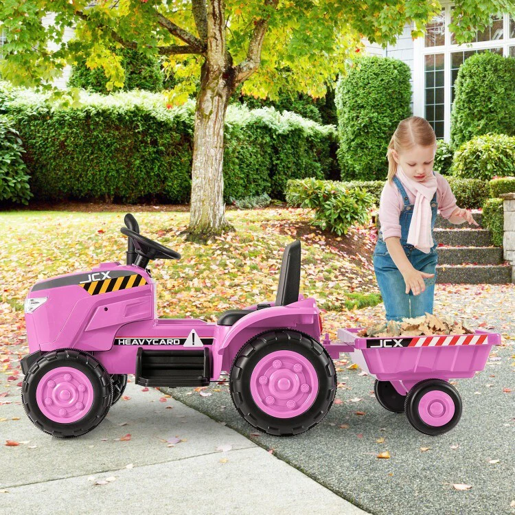 12V Toddler Ride-On Tractor Toy with Remote Control and Detachable Storage Trailer - Image 4